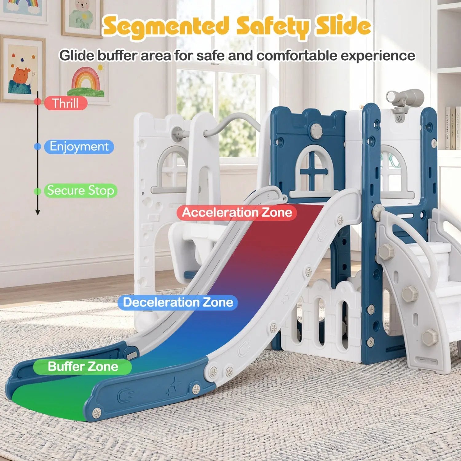 7-in-1 Toddler Swing and Slide Set with Basketball Hoop by DirectDeals