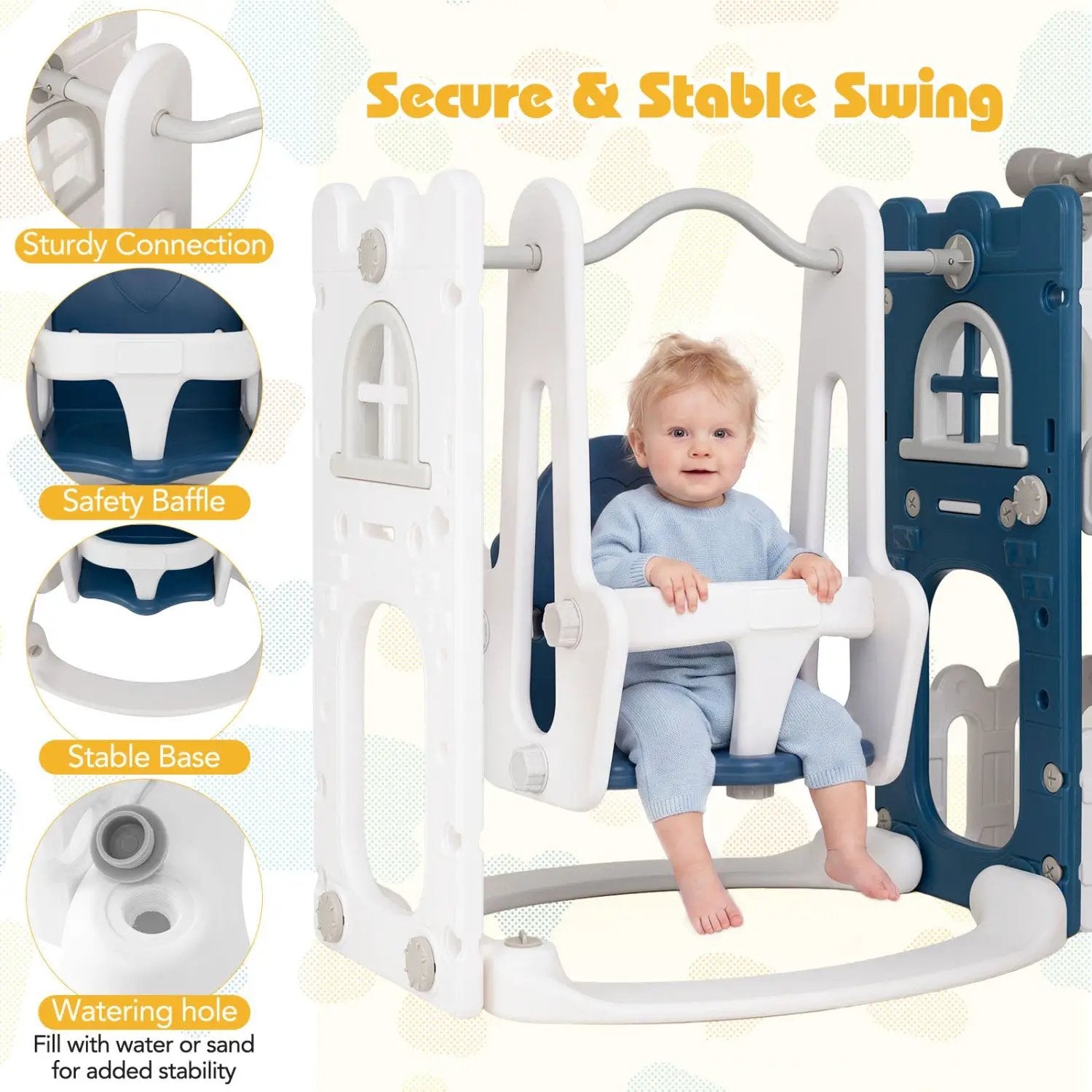 7-in-1 Toddler Swing and Slide Set with Basketball Hoop by DirectDeals