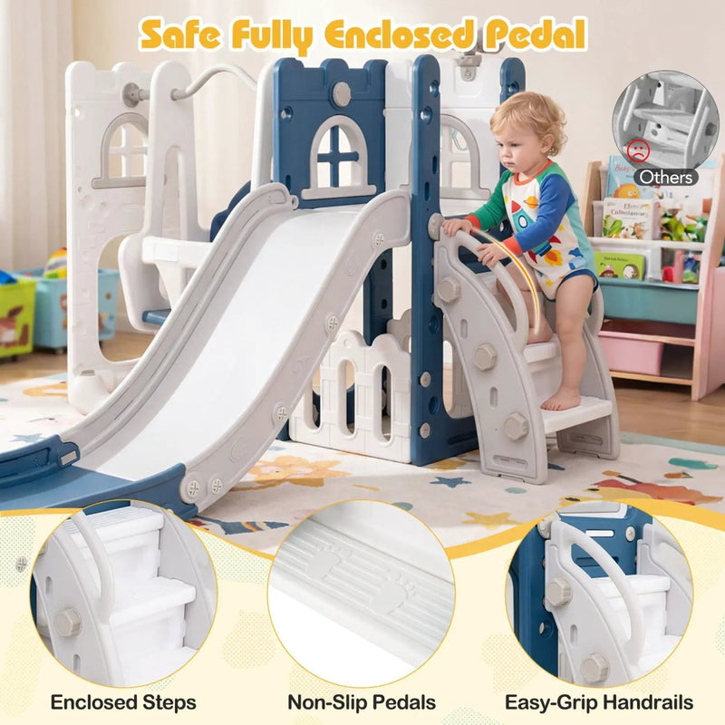 7-in-1 Toddler Swing and Slide Set with Basketball Hoop by DirectDeals