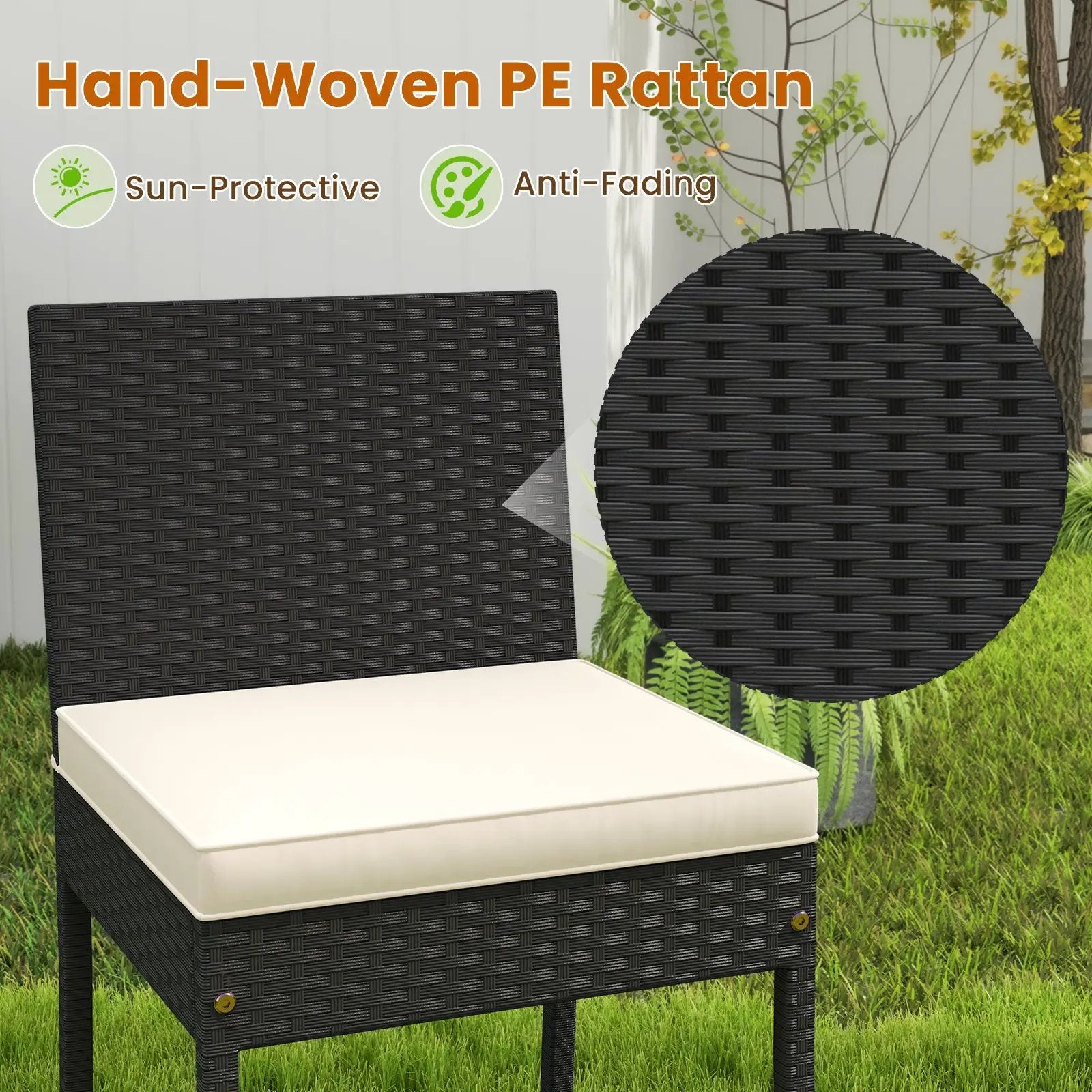 7 Pieces Patio Rattan Bar Set with Seat Cushions for Porch Yard Garden by DirectDeals