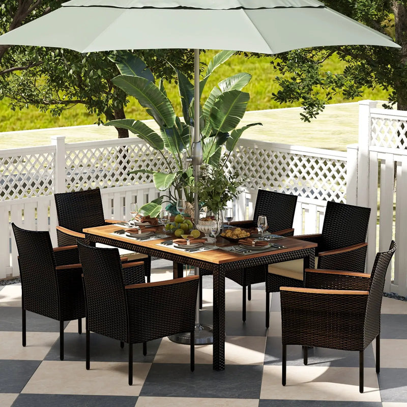 7-Piece Rattan Patio Dining Set with Stackable Chairs by DirectDeals