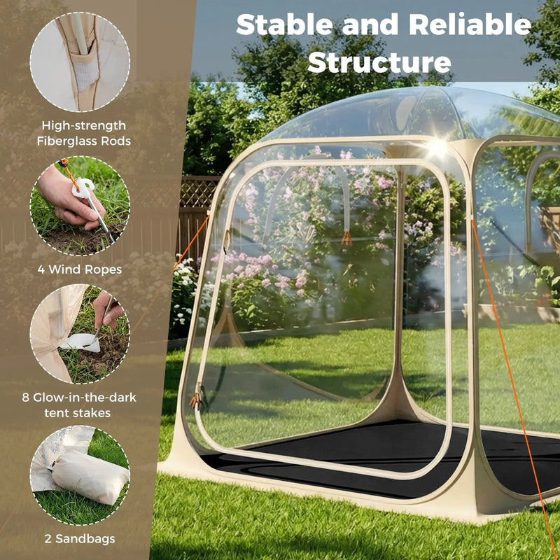 7 x 7 FT Pop Up Sports Tent Clear Bubble Tent All-Weather Waterproof Pod with Sealed Floor by DirectDeals
