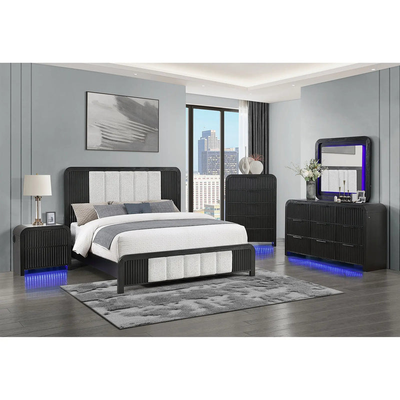 Beverly - Dresser With LED Light, Edge Pulls - White / Black by Unique Piece Furniture