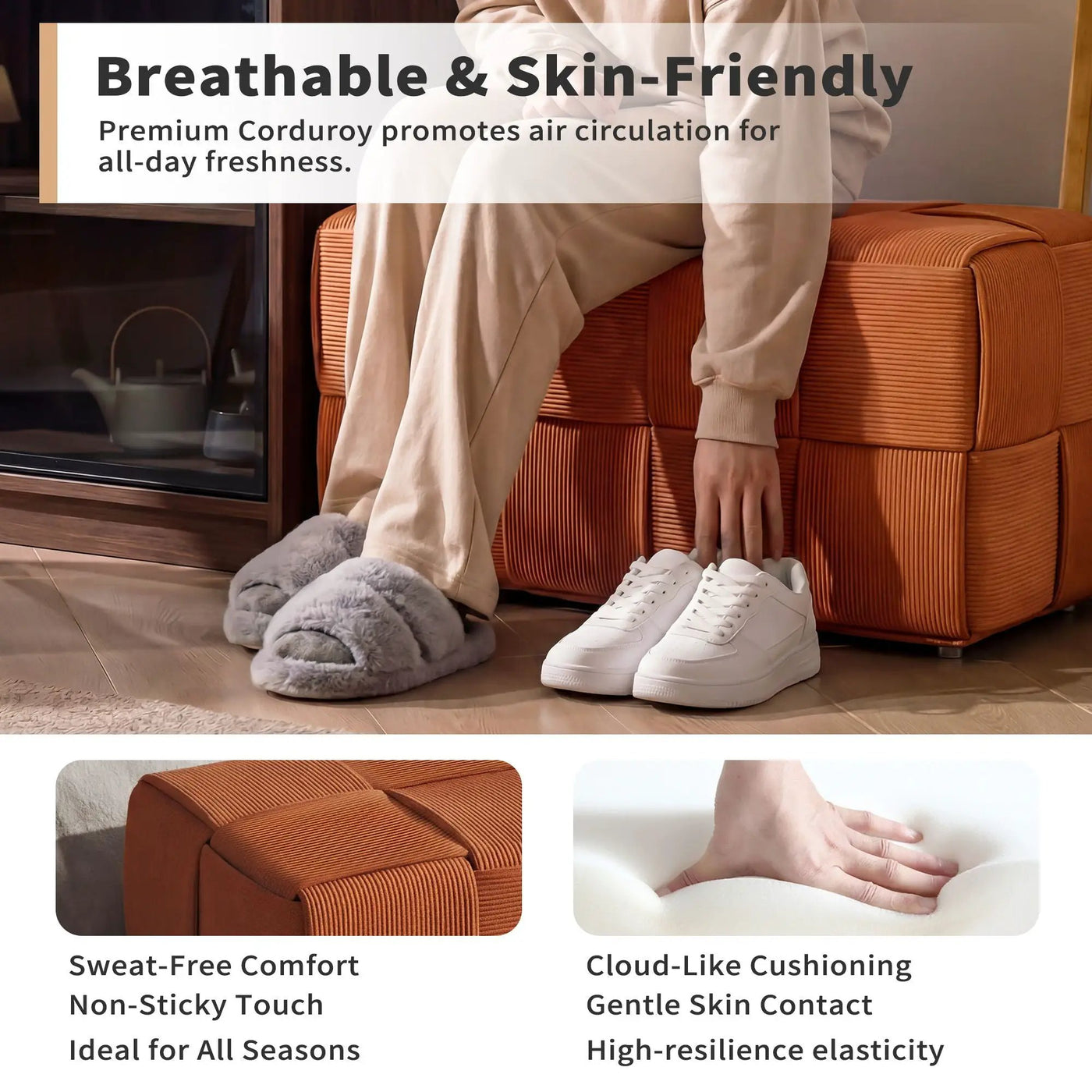 Modern Ottoman Foot Rest With Woven Design by Unique Piece Furniture