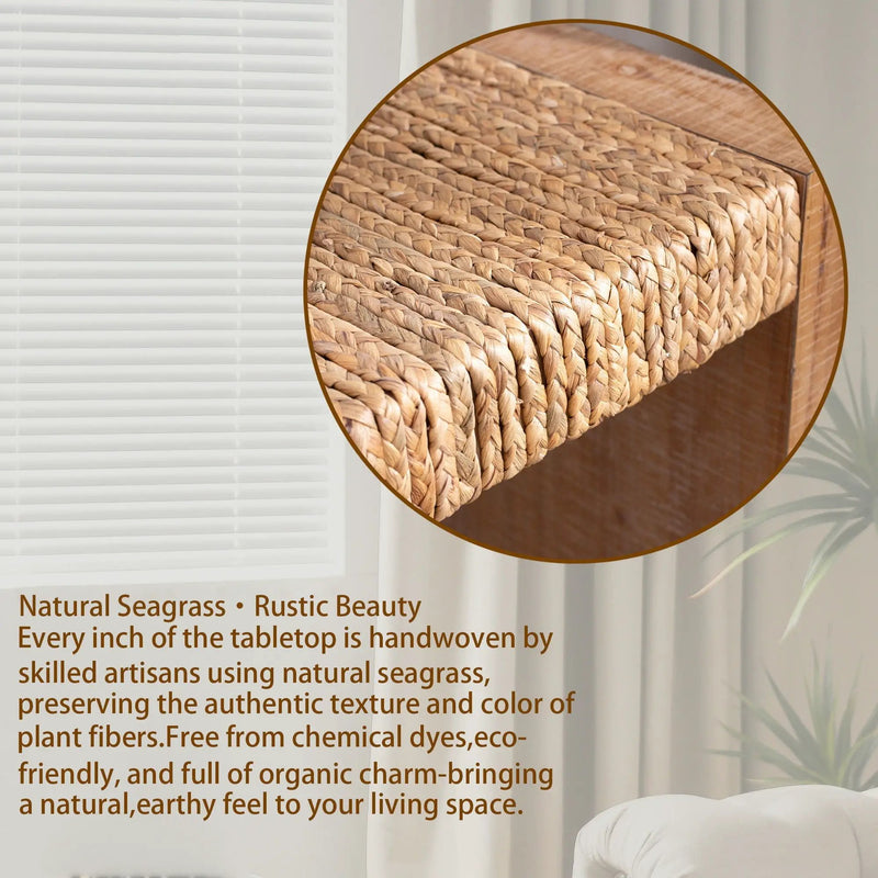 Console Table, Handwoven Top - Antique Natural / Natural by HouseOfZazla