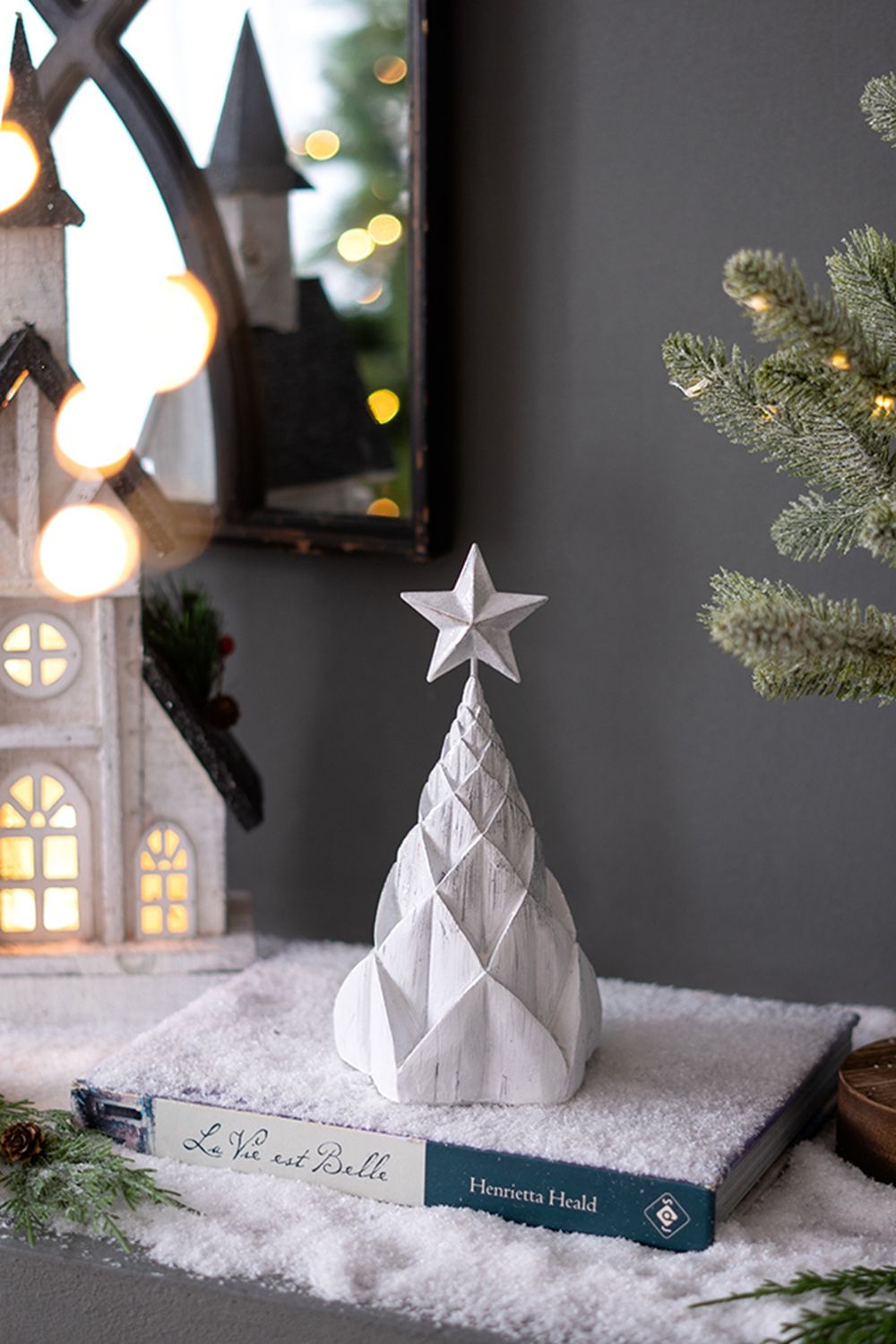 Resin / Foil Christmas Tree With Star Top (Set of 3) - White / Silver by HouseOfZazla
