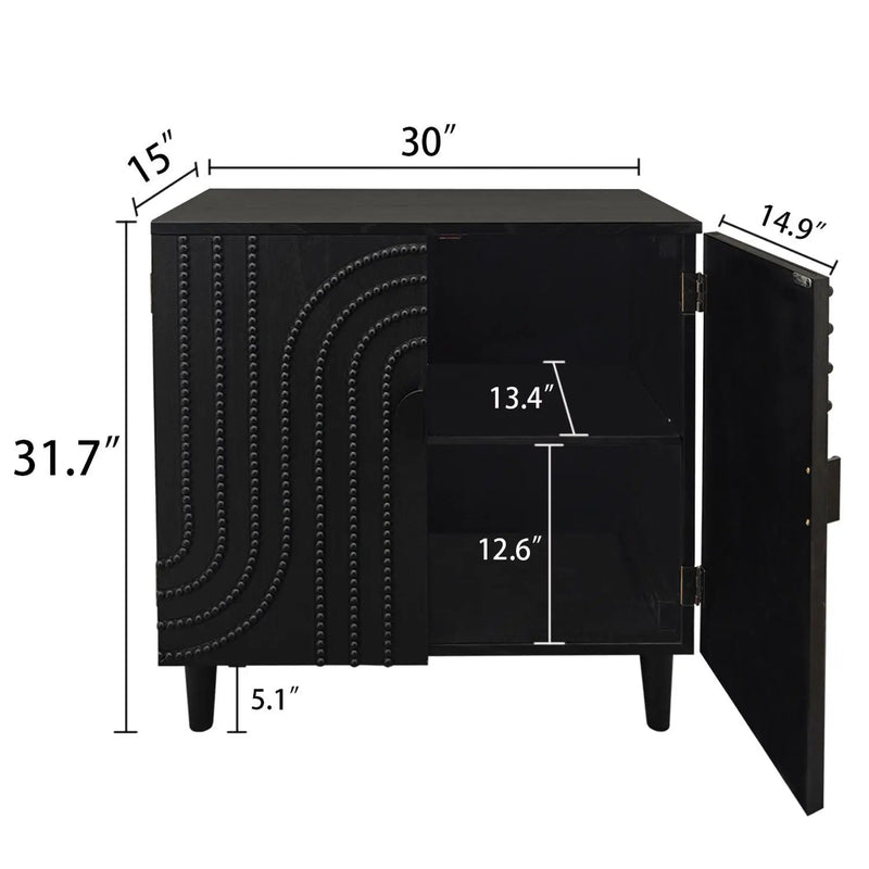 2 Door Storage Cabinet With Adjustable Shelf - Black by Unique Piece Furniture