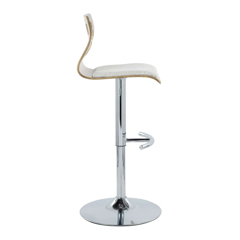 Folia - Contemporary Adjustable Barstool With Swivel With Rounded T Footrest (Set of 2) by HouseOfZazla