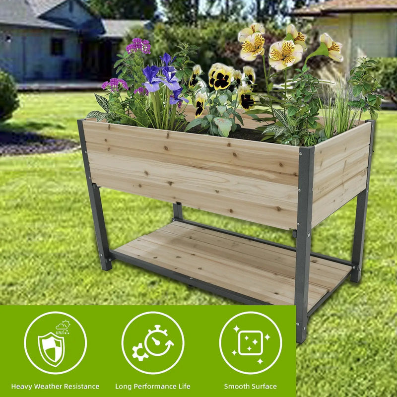 45" Iron-Wood Combined Growing Beds With Feet and Storage Racks by HouseOfZazla