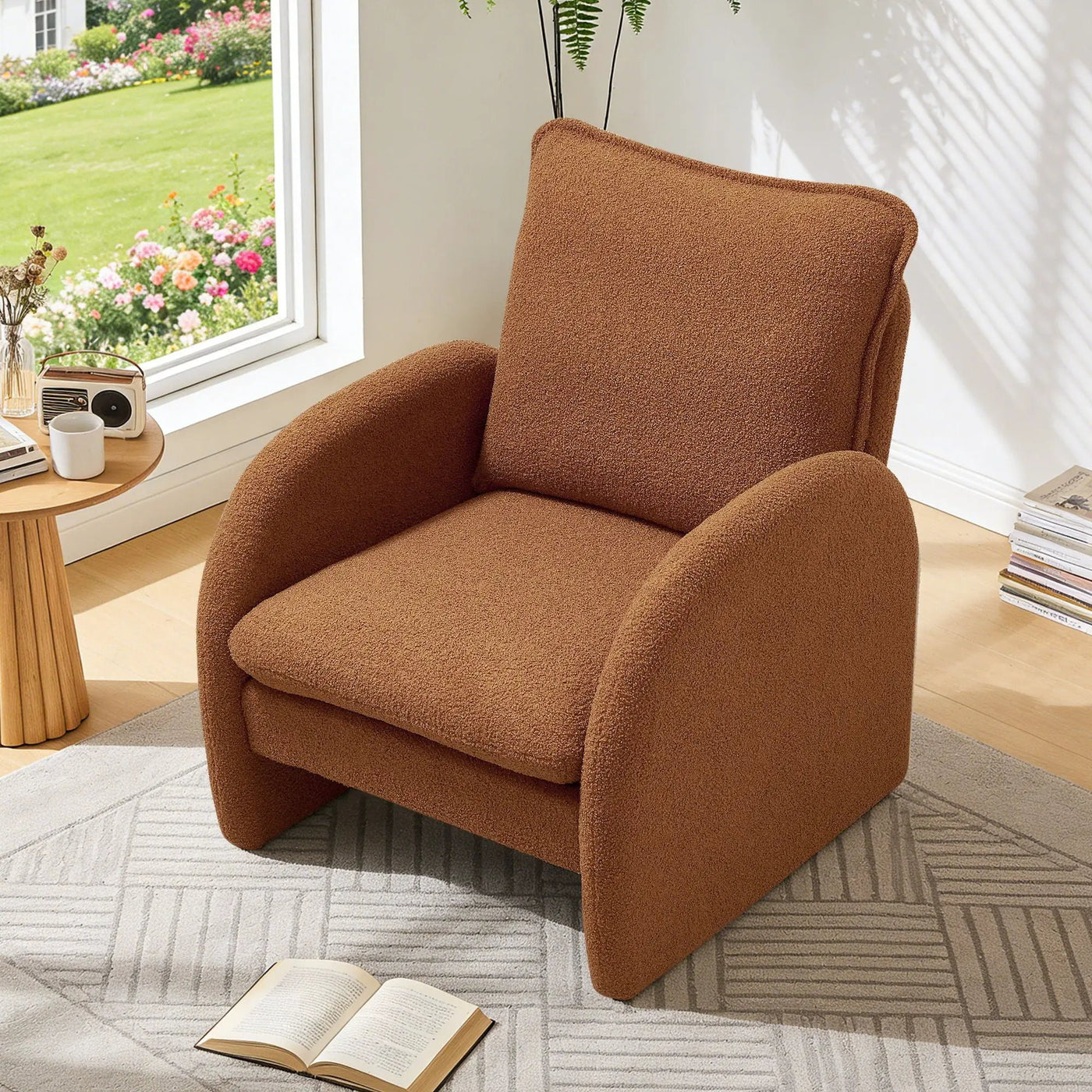 Modern Sherpa Upholstered Accent Chair, Comfortable Living Room Armchair, Lounge Chair For Bedroom, And Office by Unique Piece Furniture