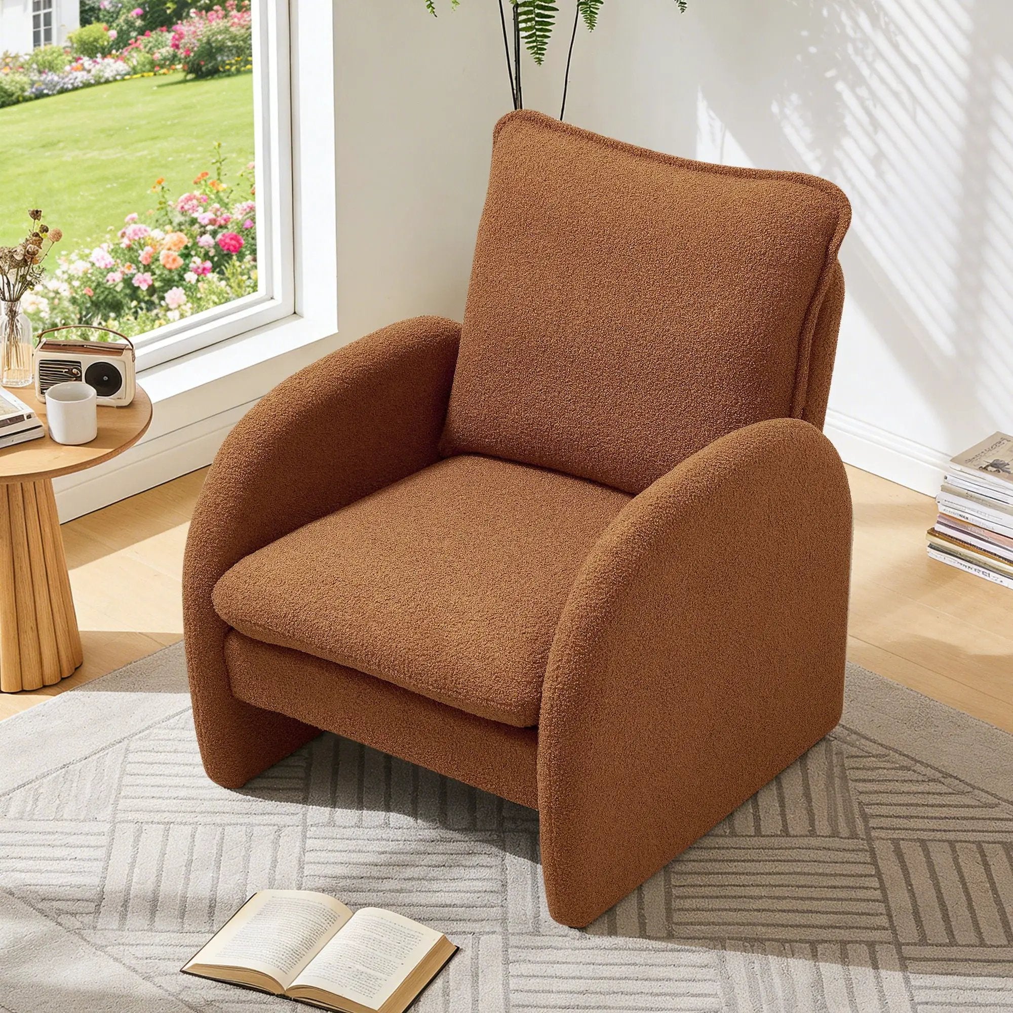 Modern Sherpa Upholstered Accent Chair, Comfortable Living Room Armchair, Lounge Chair For Bedroom, And Office by HouseOfZazla