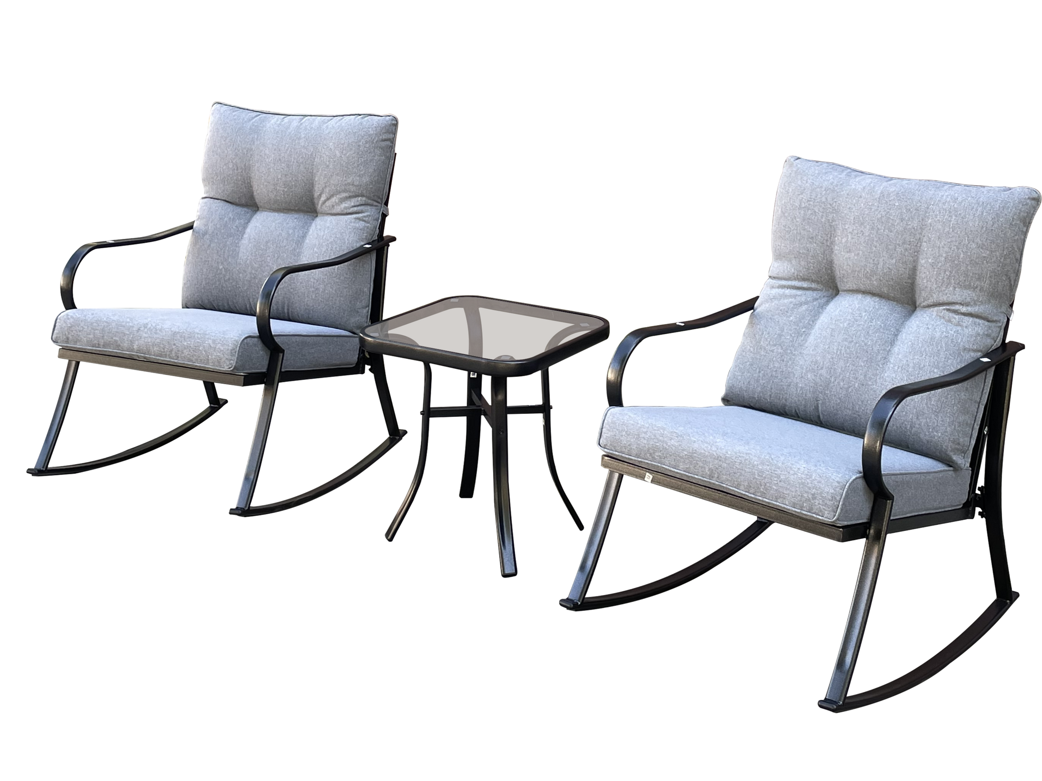 Rocker Set Chair and Teapoy Medium Grey by HouseOfZazla