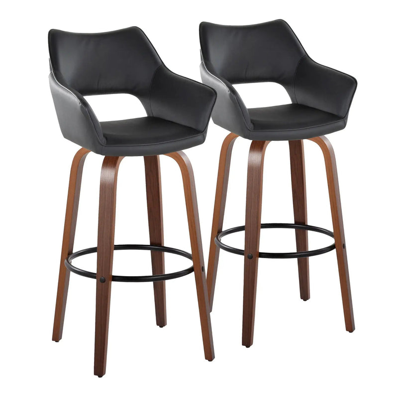 Mustang - Contemporary Fixed Height Barstool With Swivel & Round Footrest (Set of 2) by Unique Piece Furniture