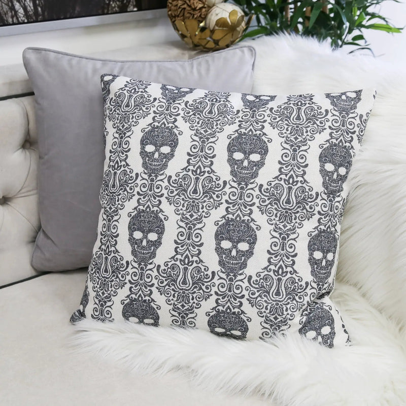 Gothic Damask Skull Throw Pillow by HouseOfZazla