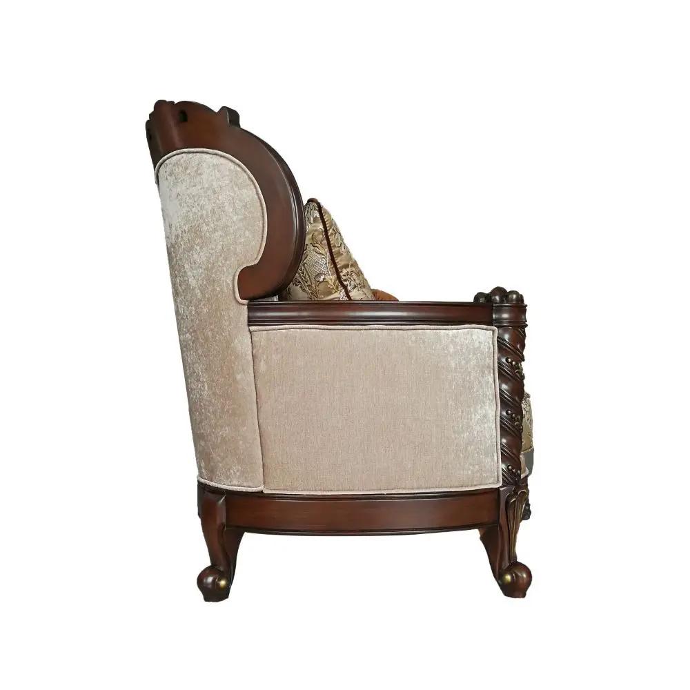 Devayne - Loveseat With 4 Pillows (Same Lv01583) - Pattern Fabric & Dark Walnut by Unique Piece Furniture
