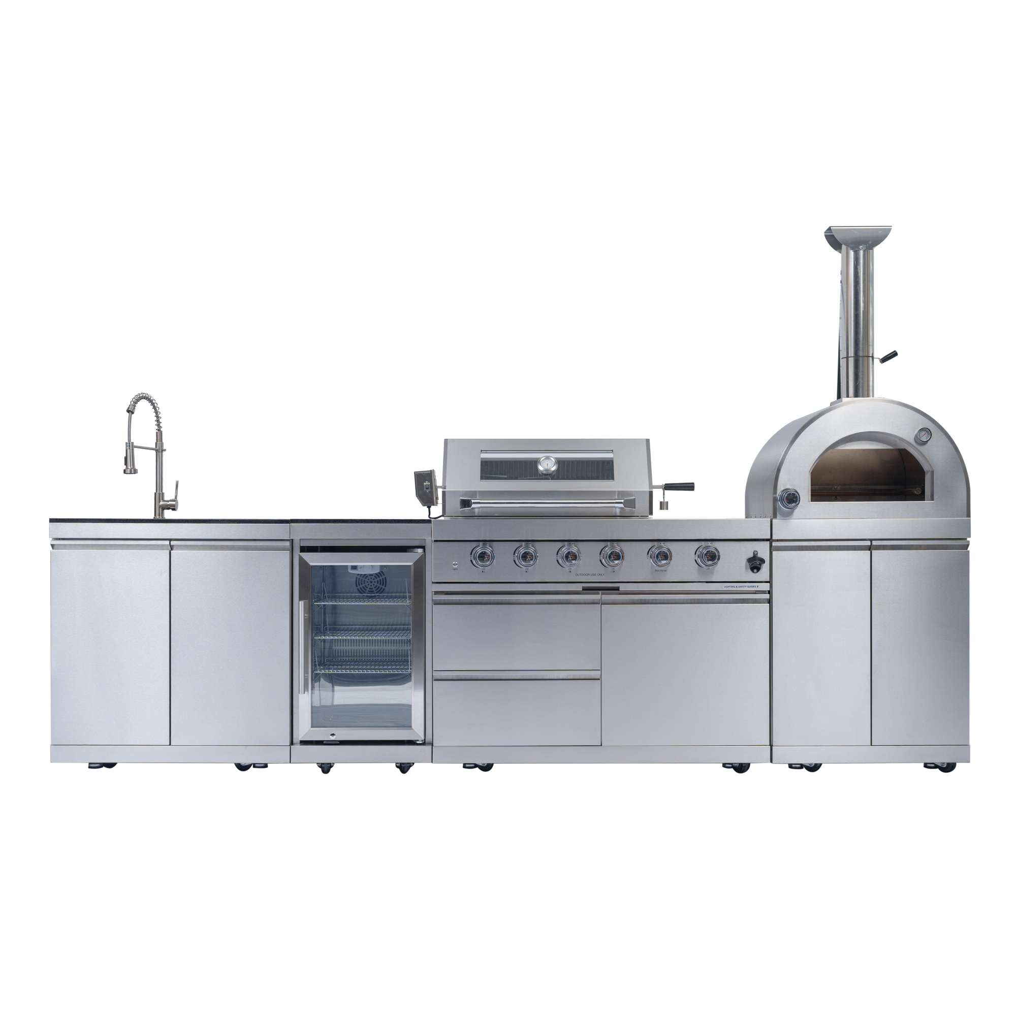 125" 10,8000 BTU 4-Burner Outdoor Kitchen Island Grill with Pizza Oven by Chery Industrial