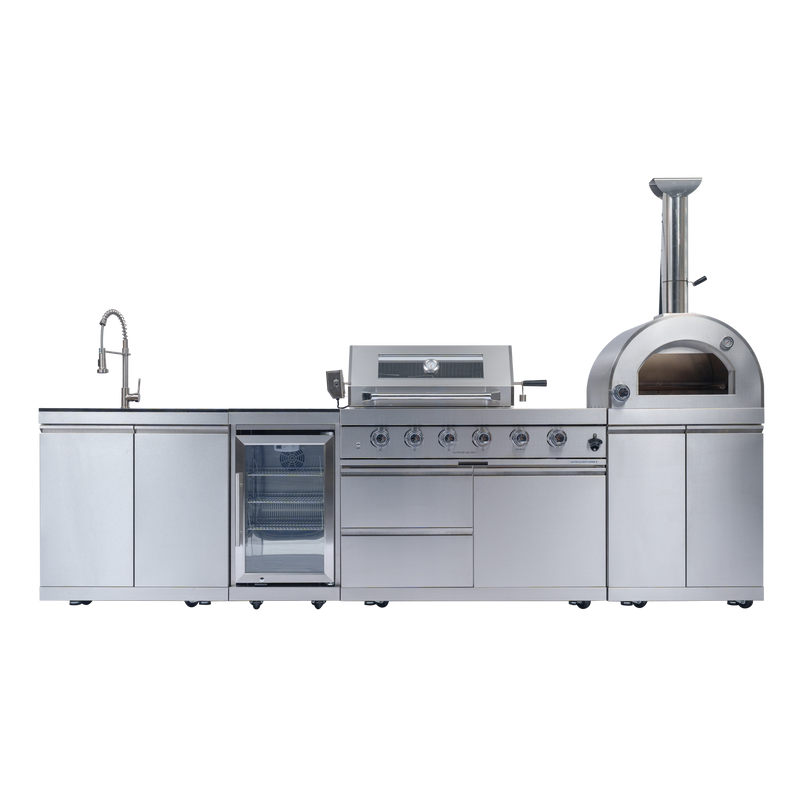 125" 10,8000 BTU 4-Burner Outdoor Kitchen Island Grill with Pizza Oven by Chery Industrial