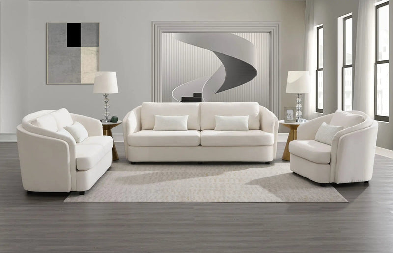 Mariko - Linen 3 Pieces Living Room Set - Beige by Unique Piece Furniture