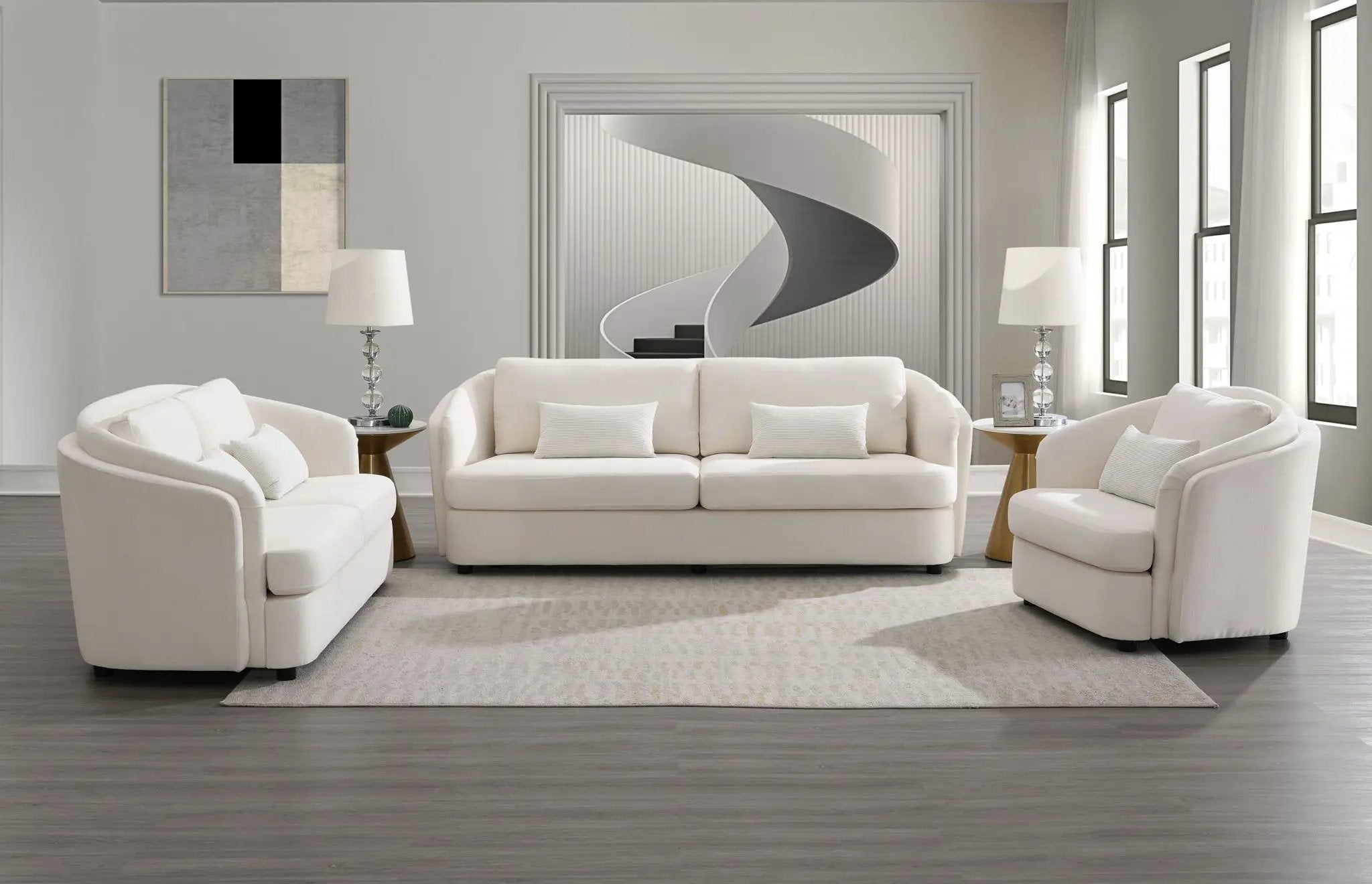 Mariko - Linen 3 Pieces Living Room Set - Beige by HouseOfZazla