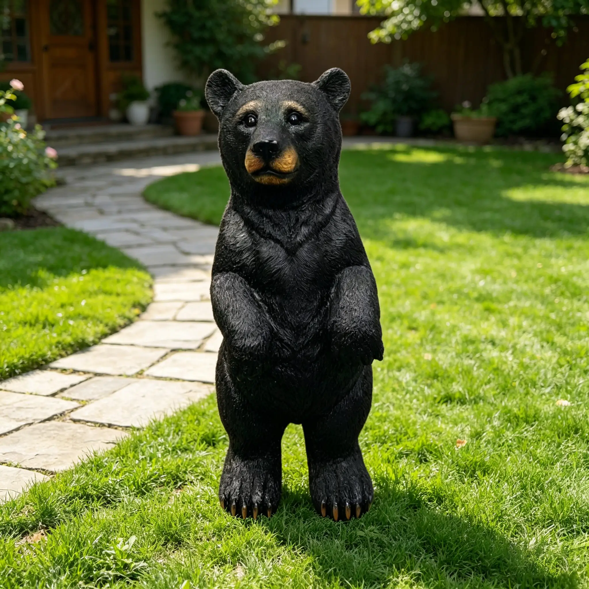19.69" Weather Resistant Resin Standing Black Bear Sculpture by HouseOfZazla