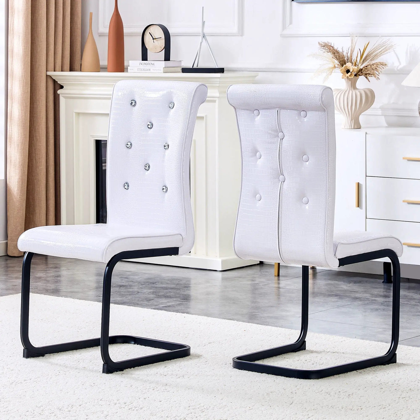 Alligator Skin Upholstered Dining Chairs by Unique Piece Furniture