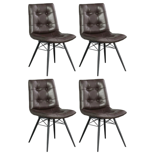 Aiken Faux Leather Upholstered Dining Side Chair Dark Brown (Set of 4)