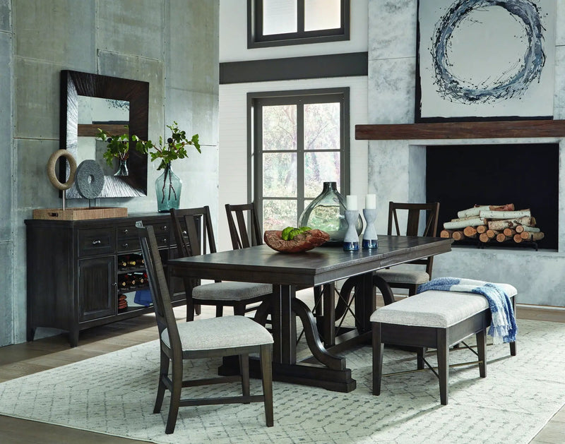Westley Falls - Bench With Upholstered Seat - Graphite by Unique Piece Furniture