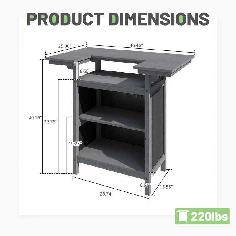 Outdoor Bar Patio Kitchen Island with HDPE & Aluminum Frame by HouseOfZazla