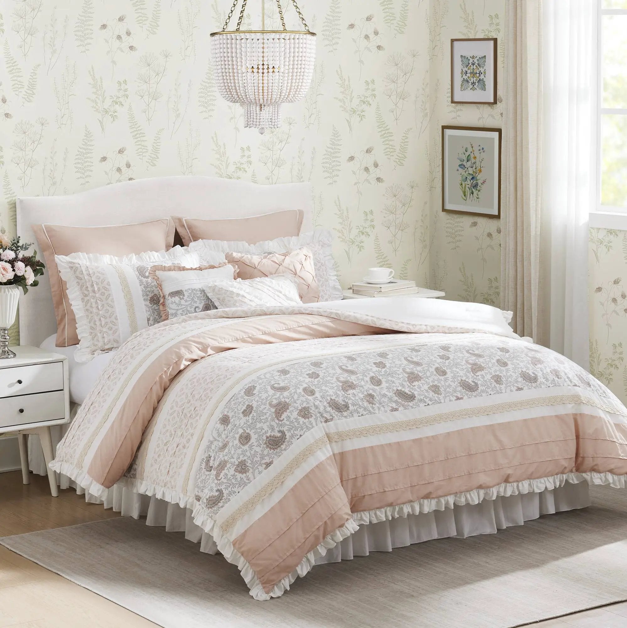9 Piece Cotton Percale Comforter Set Blush by HouseOfZazla