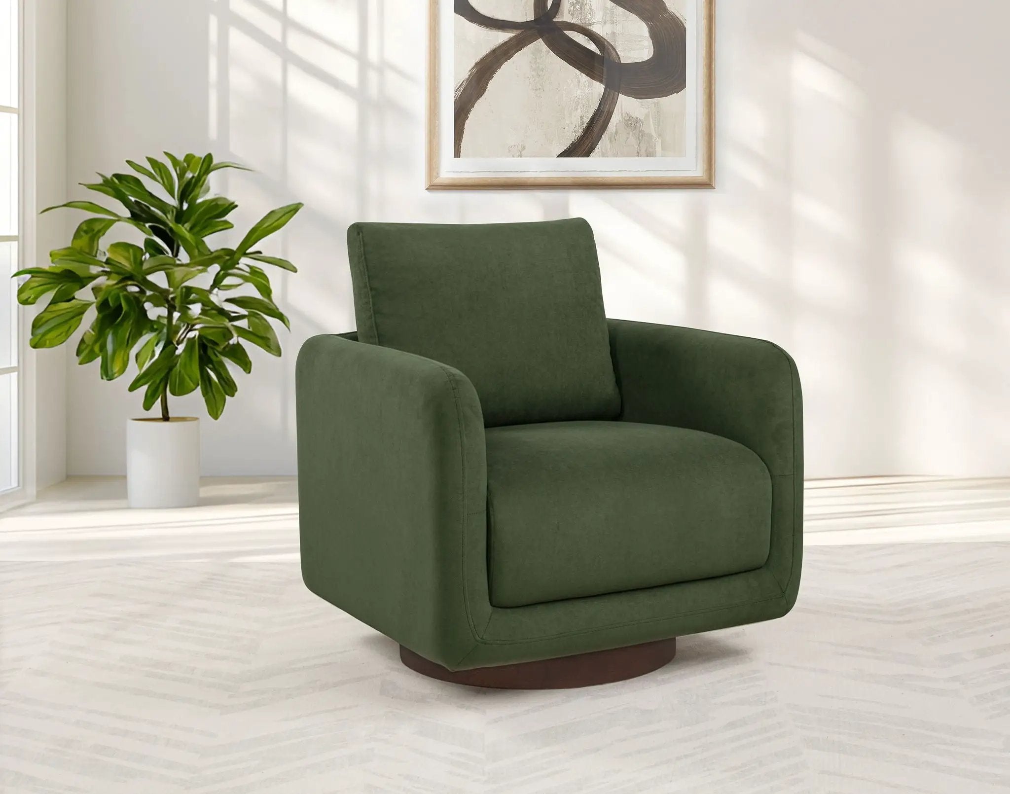Iris Fabric Upholstered Swivel Accent Chair Matcha by Unique Piece Furniture