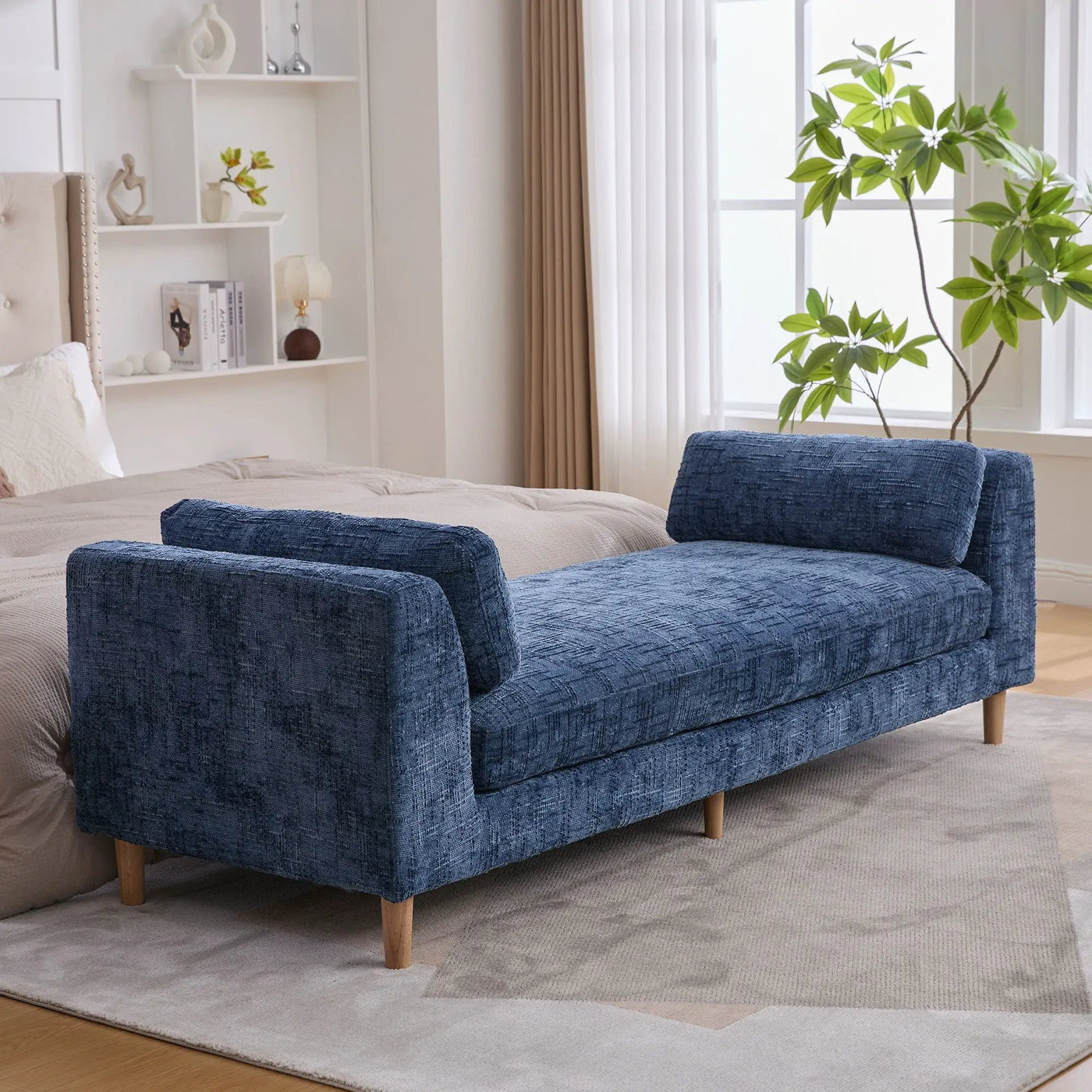 Modern Upholstered End Of Bed Bench With Armrests by Unique Piece Furniture