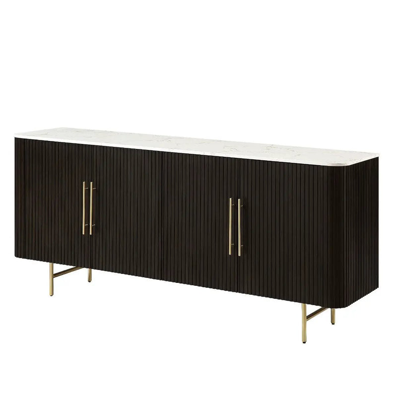 Clayten - Server - White Natural Marble Top & Espresso by Unique Piece Furniture
