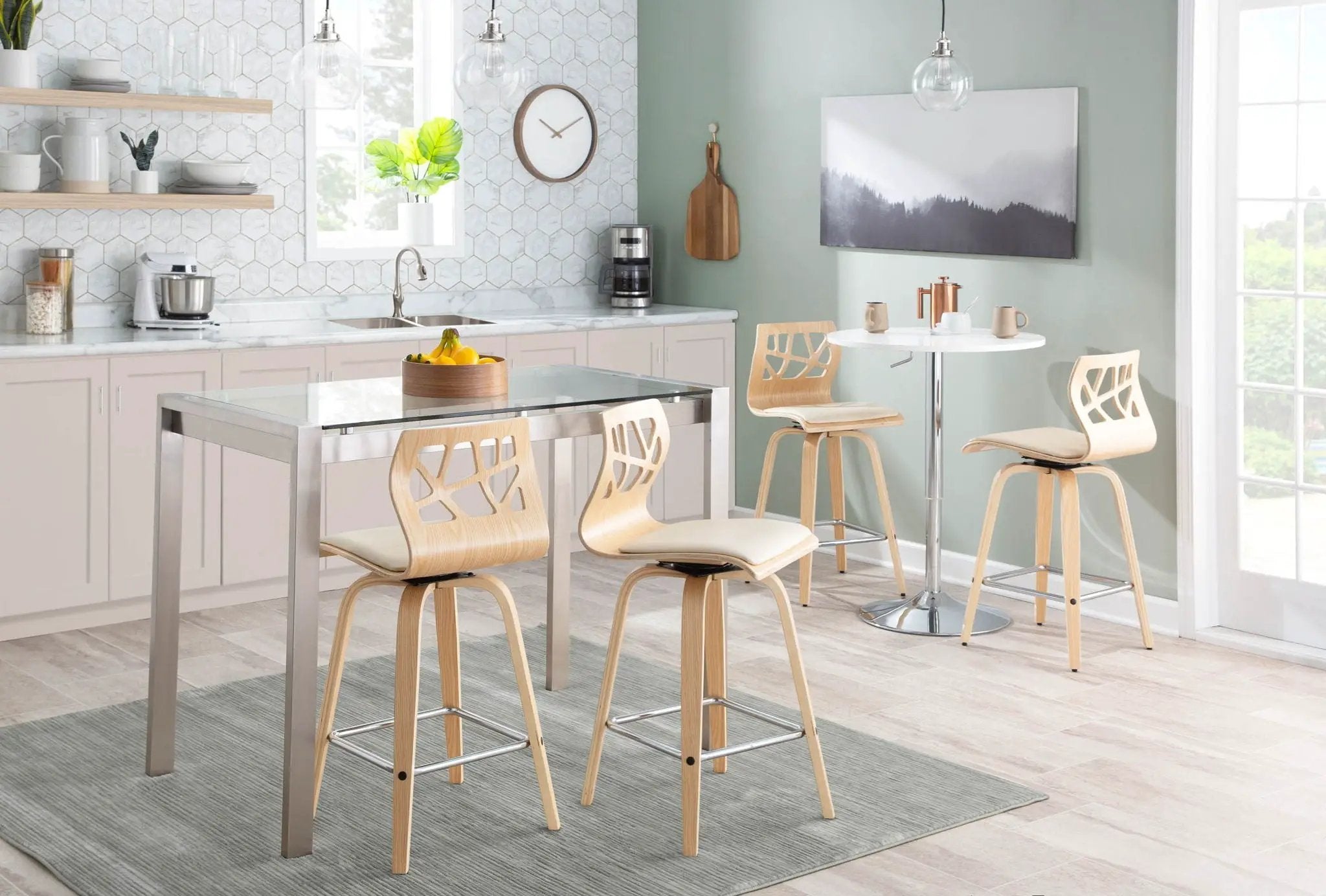 Adjustable Contemporary Bar Table - White by Unique Piece Furniture