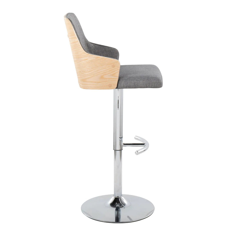 Stella - Contemporary Adjustable Barstool Stool With Swivel & Rounded T Footrest (Set of 2) by Unique Piece Furniture