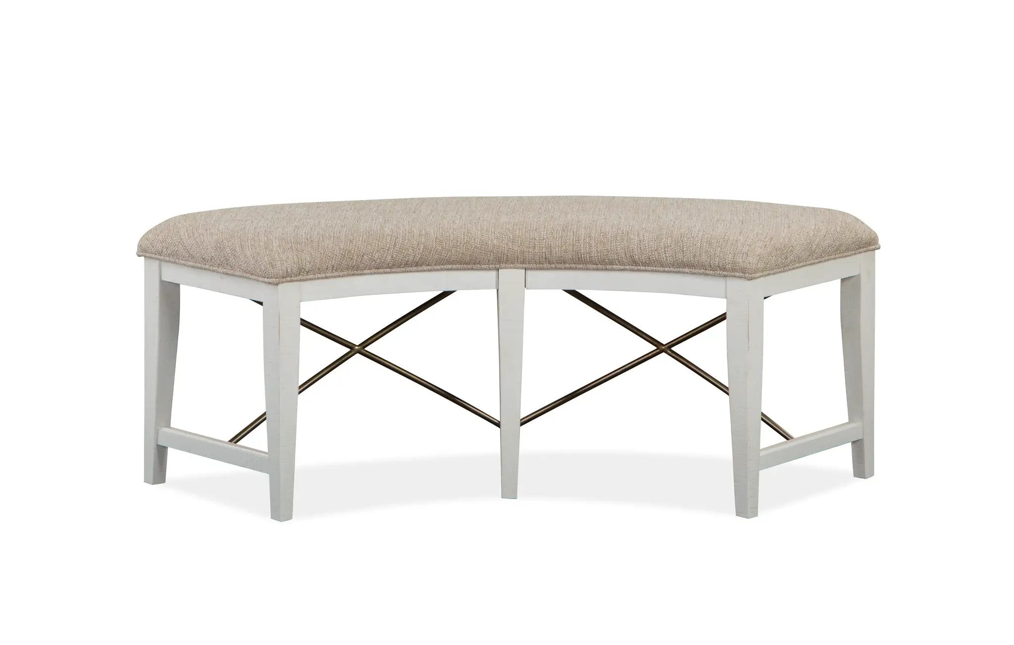 Heron Cove - Curved Bench With Upholstered Seat - Chalk White by Unique Piece Furniture