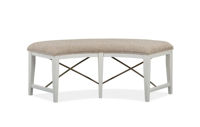 Heron Cove - Curved Bench With Upholstered Seat - Chalk White by Unique Piece Furniture