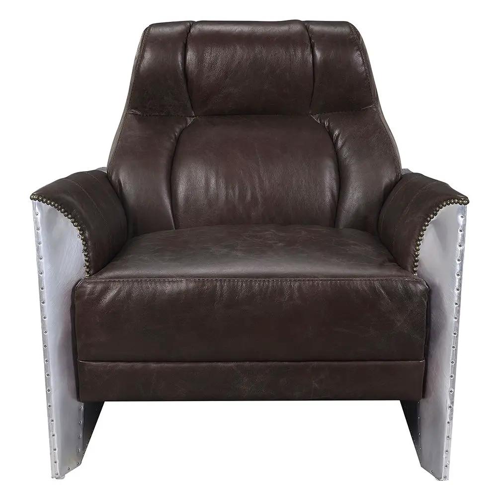 Brancaster - Accent Chair - Espresso Top Grain Leather & Aluminum by Unique Piece Furniture