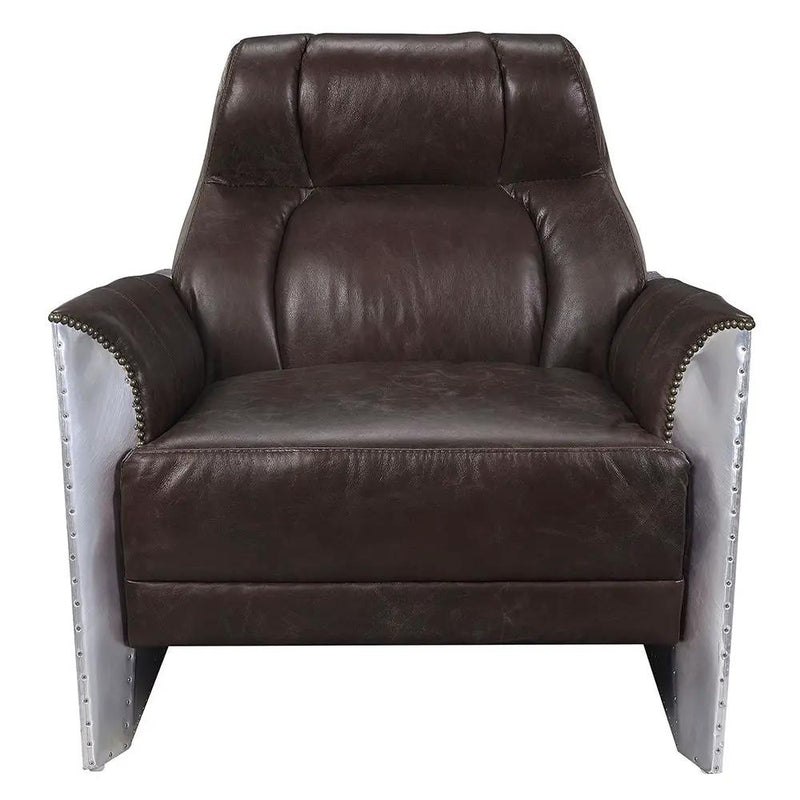 Brancaster - Accent Chair - Espresso Top Grain Leather & Aluminum by Unique Piece Furniture
