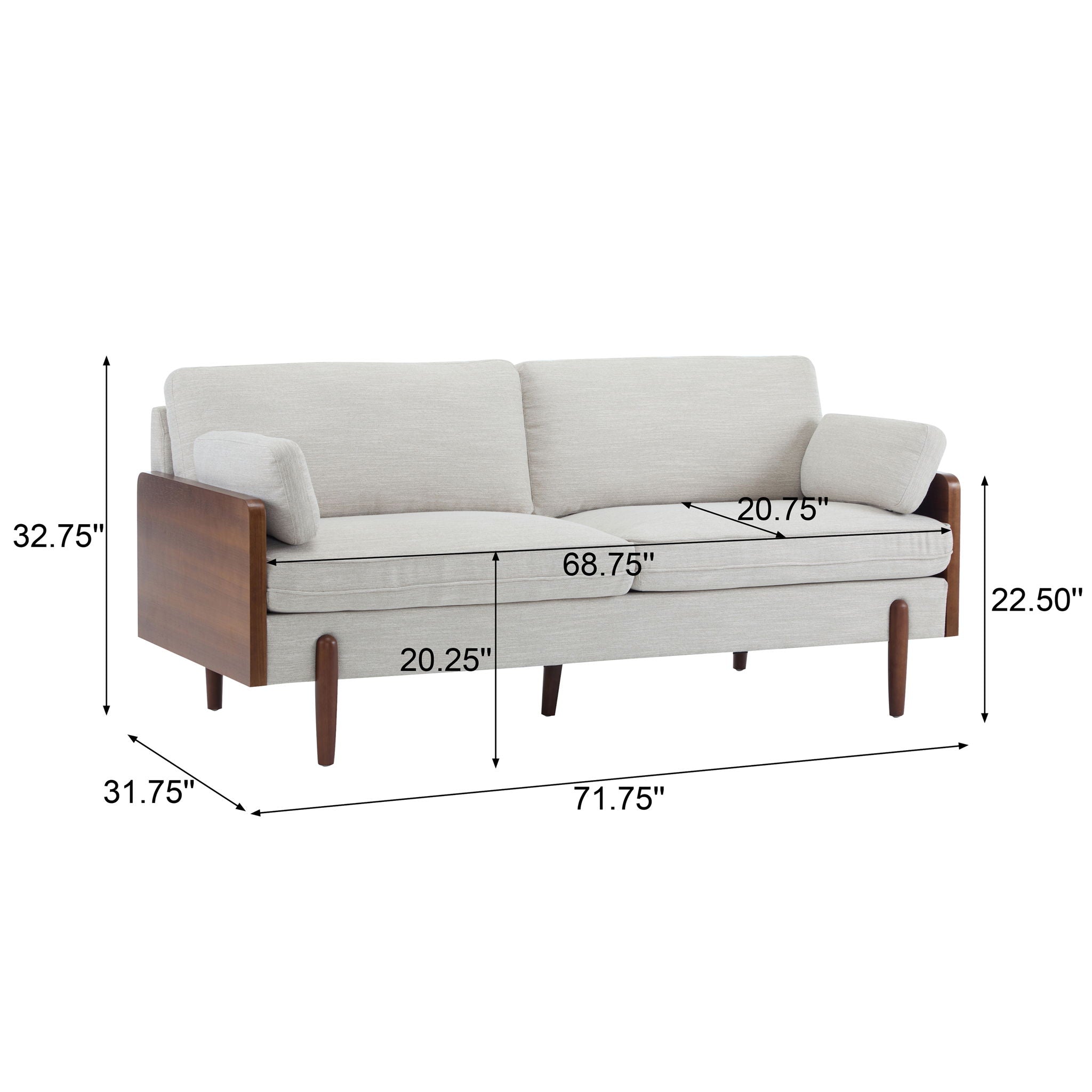 Mid Century Moderne Sofa With Wood Sides by HouseOfZazla
