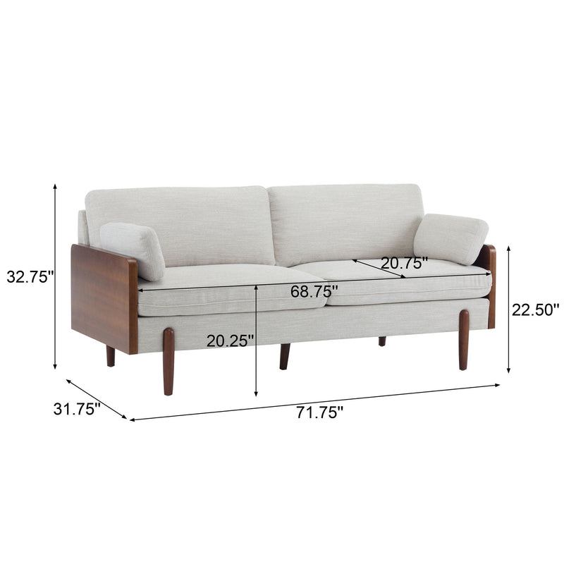Mid Century Moderne Sofa With Wood Sides by HouseOfZazla
