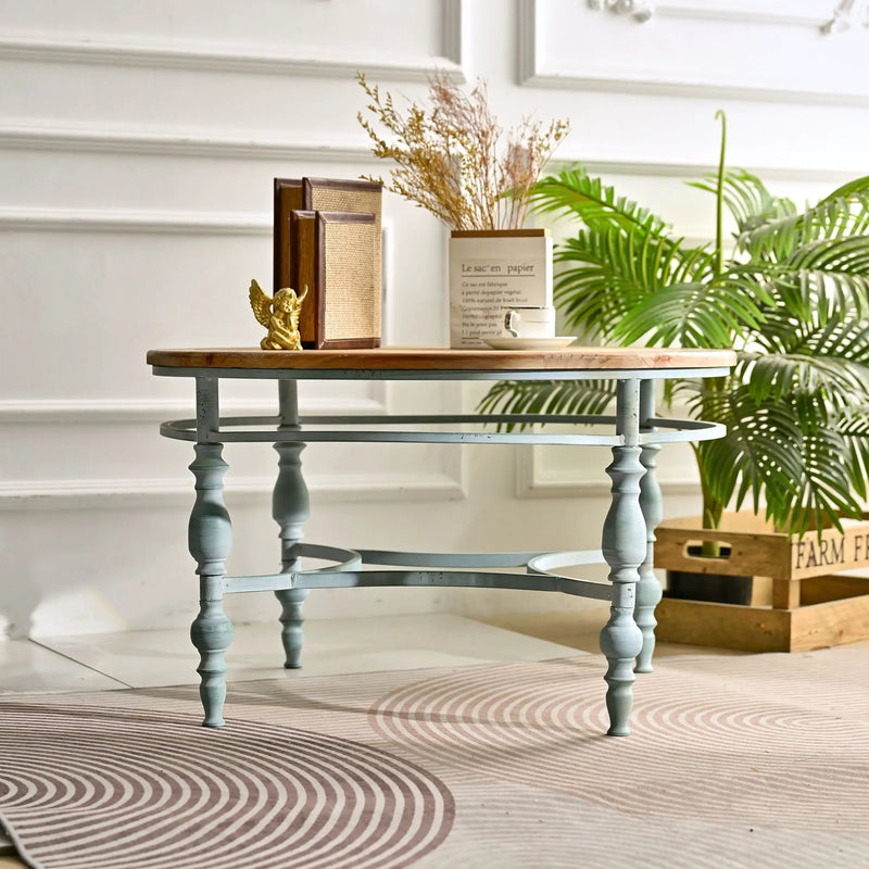 Round Top Carved Table For Living Room by Unique Piece Furniture