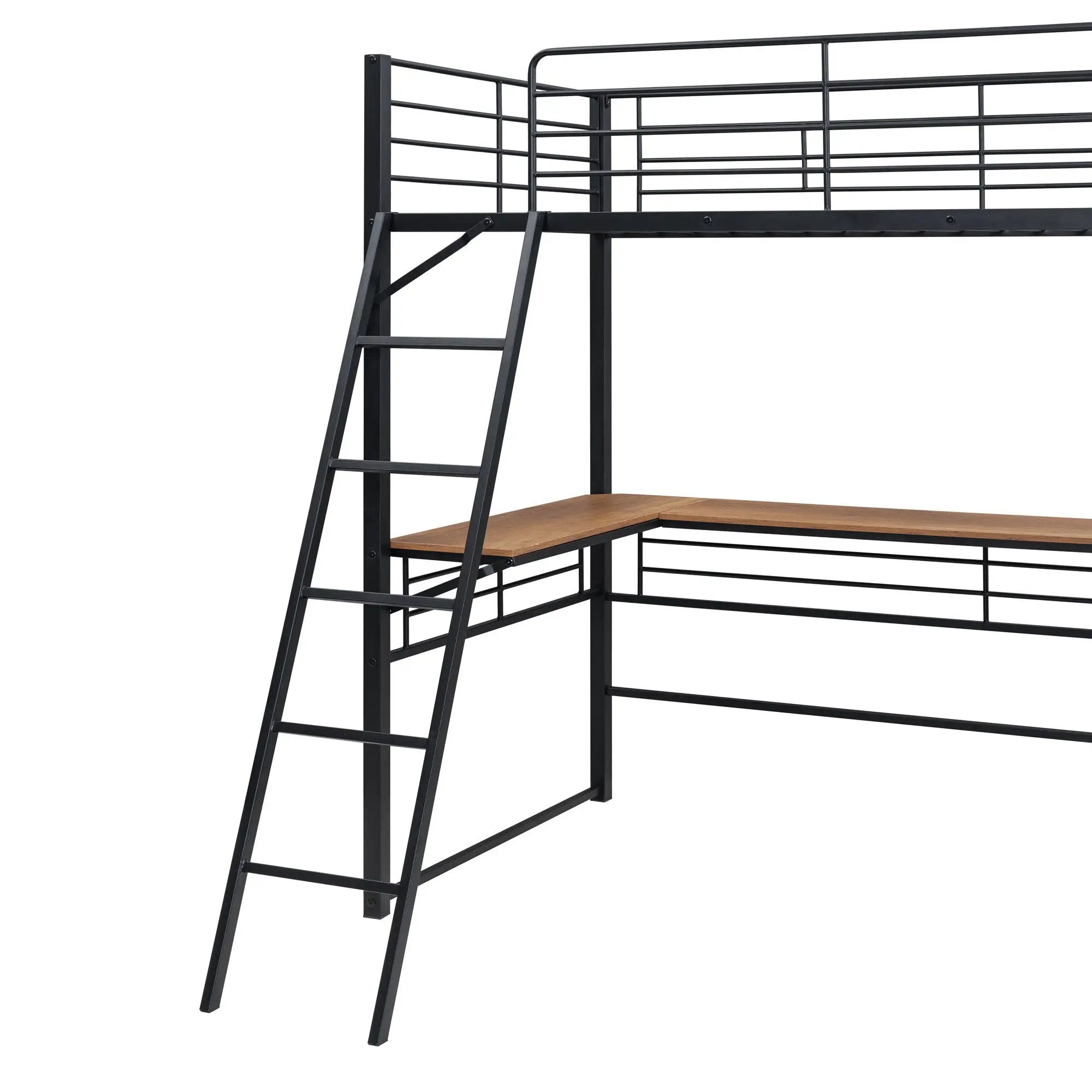 Loft Bed & 3 Layers Of Shelves And L-Shaped Desk by HouseOfZazla