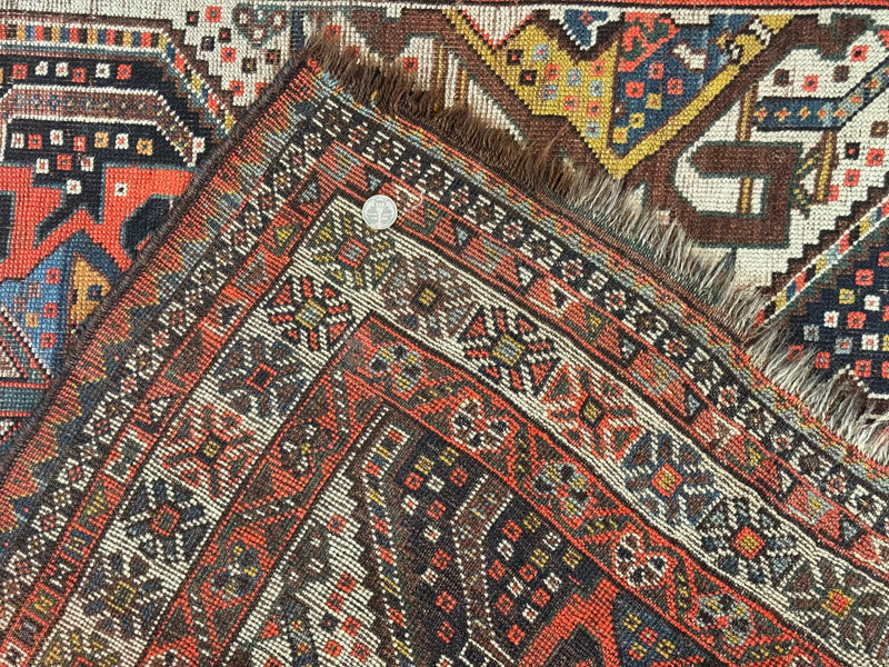Antique Persian Qashqai Rug 5x8, Persian Tribal Rug, Khamseh Rug by Jewel Rugs