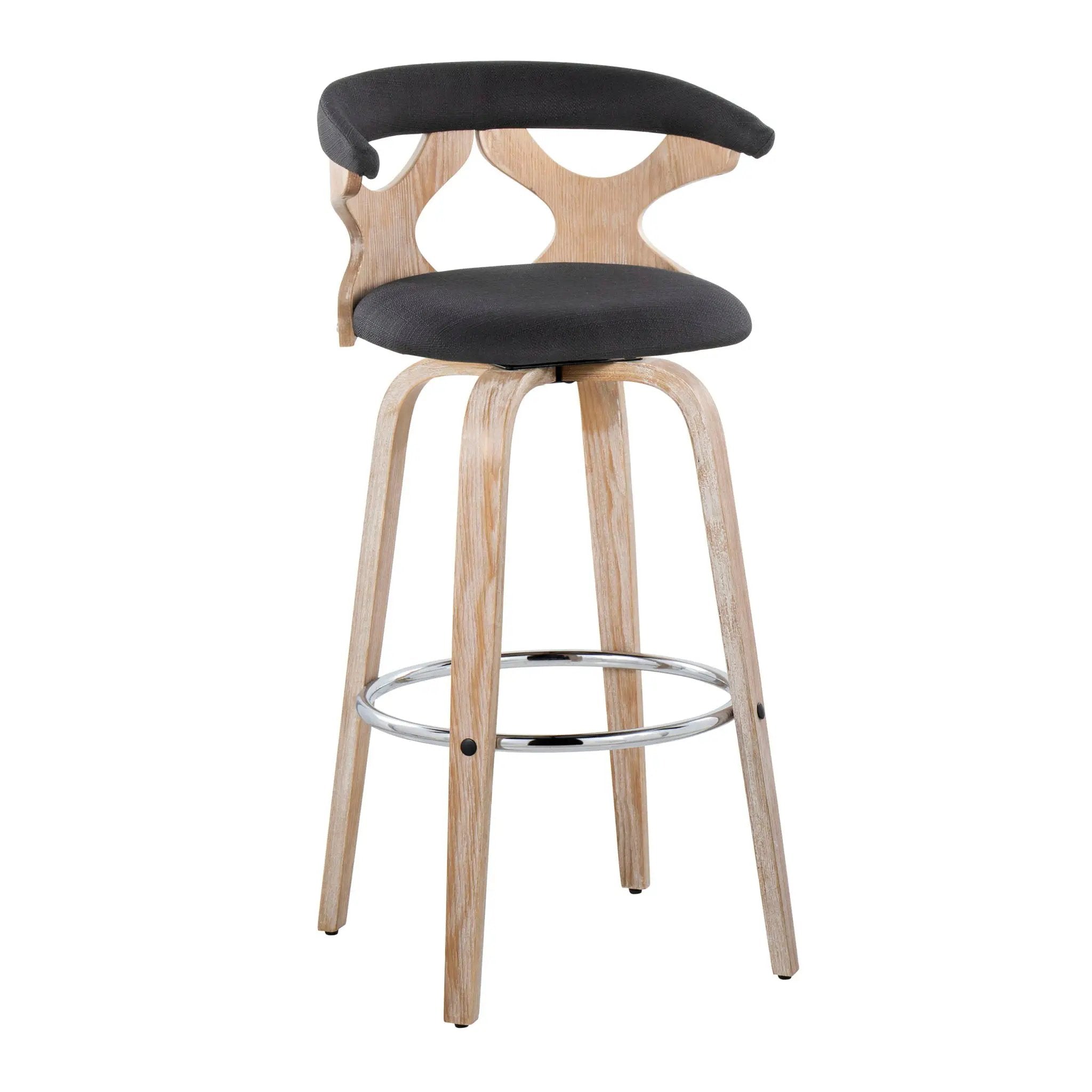 Gardenia - Contemporary Fixed Height Barstool With Swivel With Round Footrest (Set of 2) by HouseOfZazla