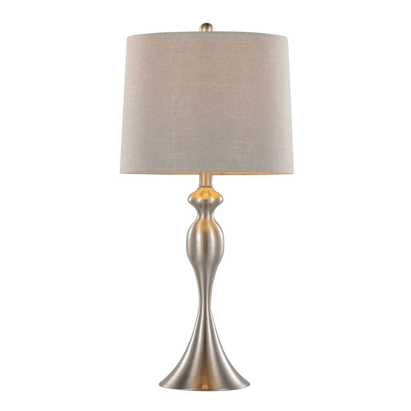 Ashland - Contemporary Table Lamp (Set of 2) - Nickel / Light Gray by HouseOfZazla