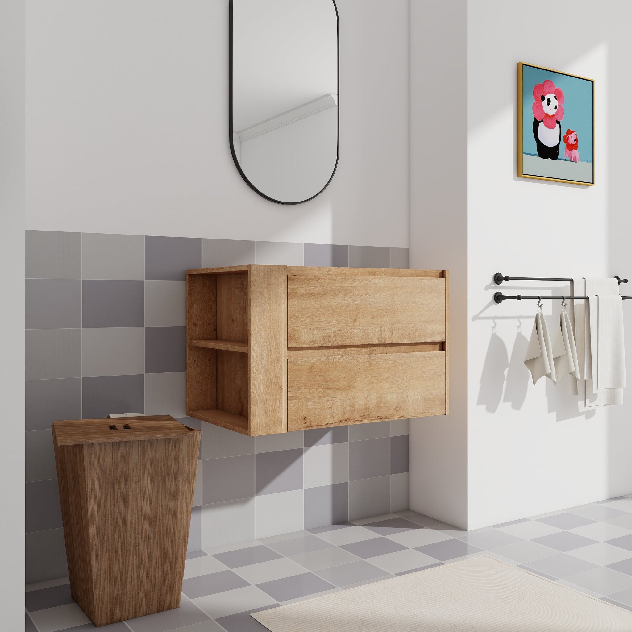 30" Wall Mount Bathroom Vanity with Soft Close Drawer (Without Basin) by HouseOfZazla