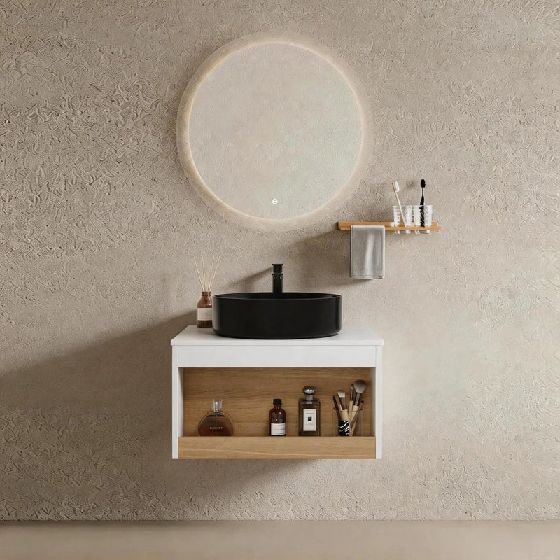 Floating Bathroom Vanity With Glossy Round Vessel Sink by Unique Piece Furniture