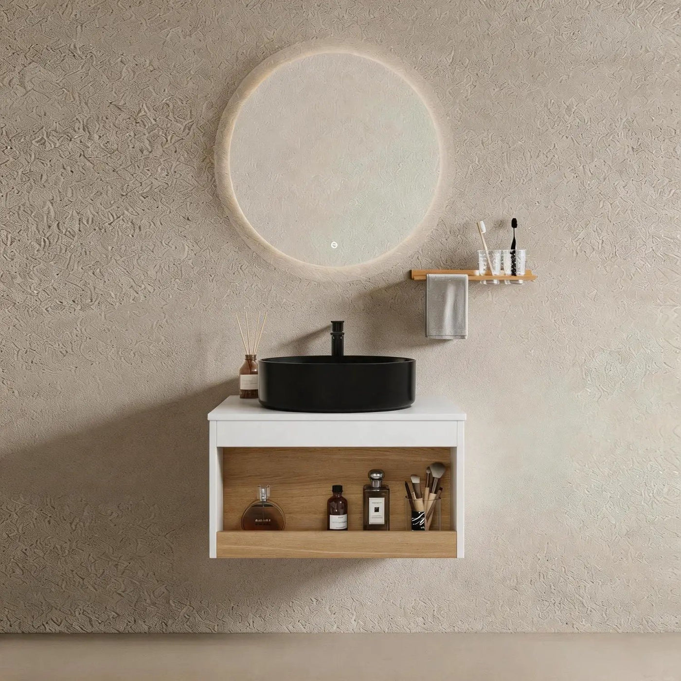 Floating Bathroom Vanity With Glossy Round Vessel Sink by Unique Piece Furniture