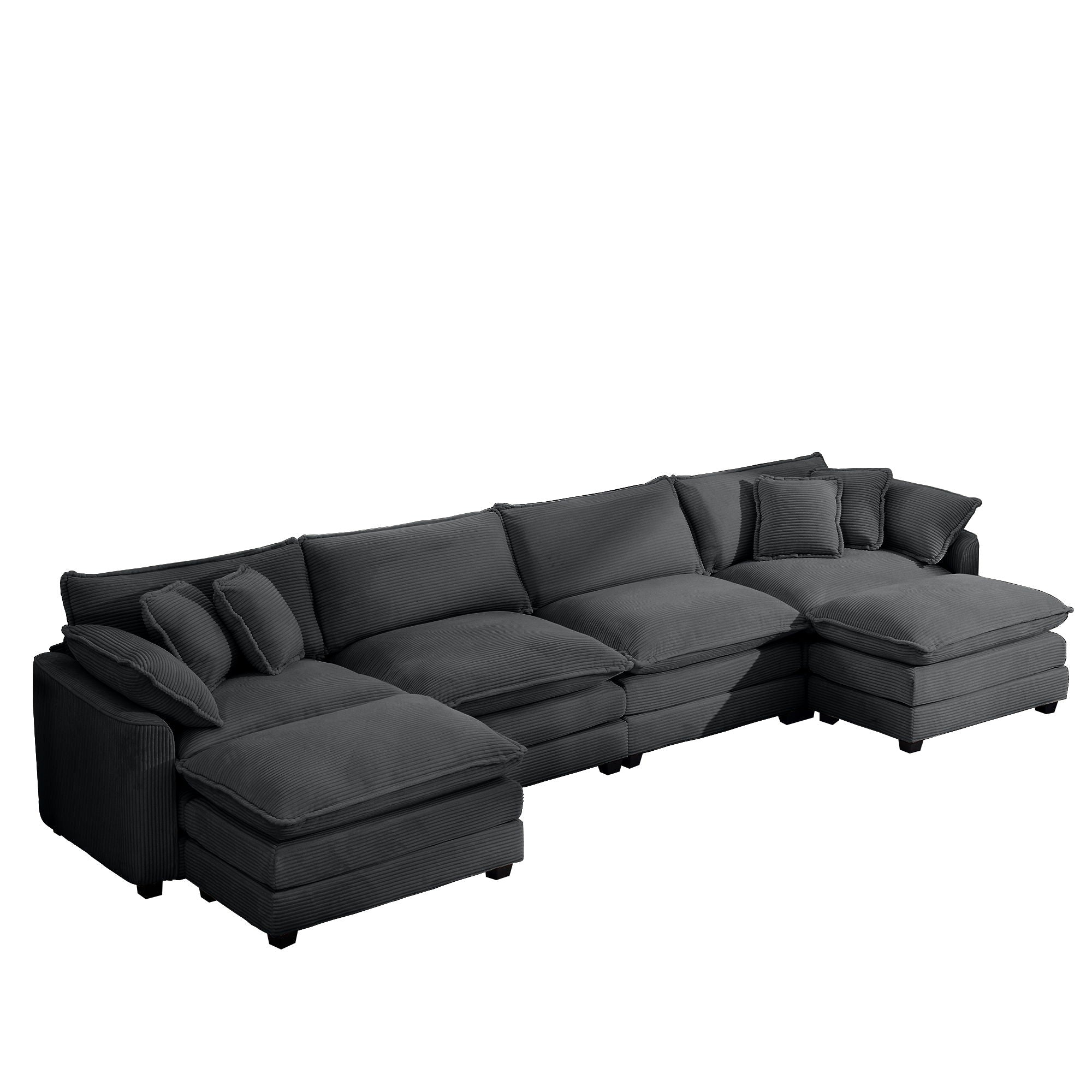 Modern Oversized Modular Cushion Sofa With Ottoman, Low Back, Deep Seating Sofa Set by Unique Piece Furniture