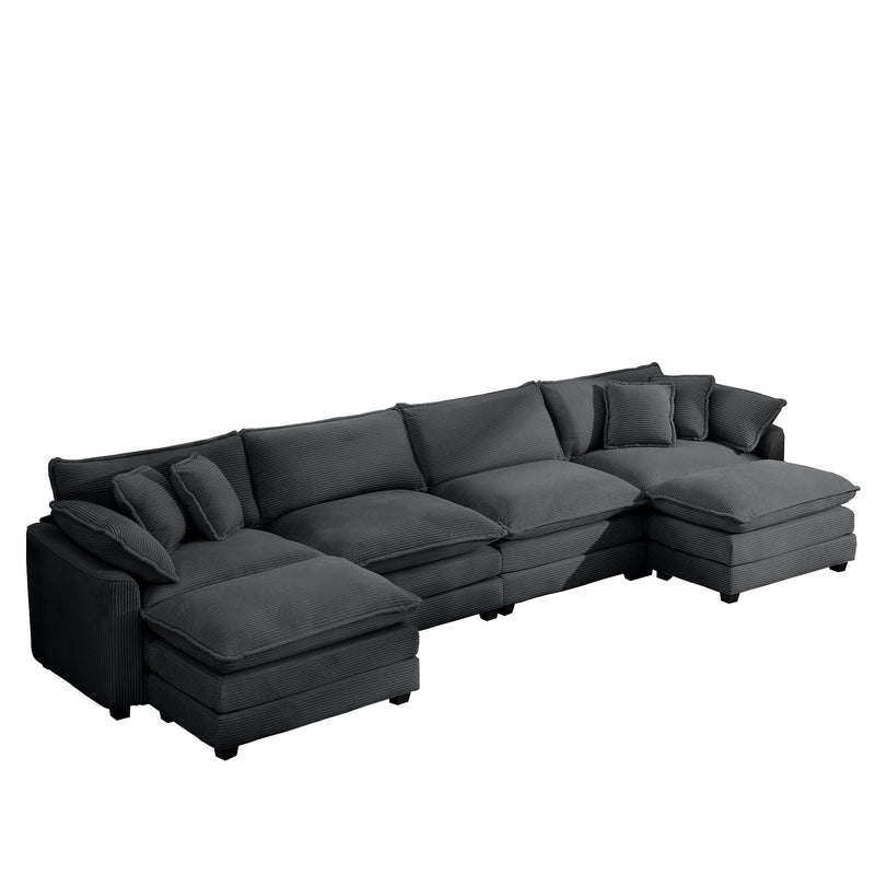 Modern Oversized Modular Cushion Sofa With Ottoman, Low Back, Deep Seating Sofa Set by Unique Piece Furniture